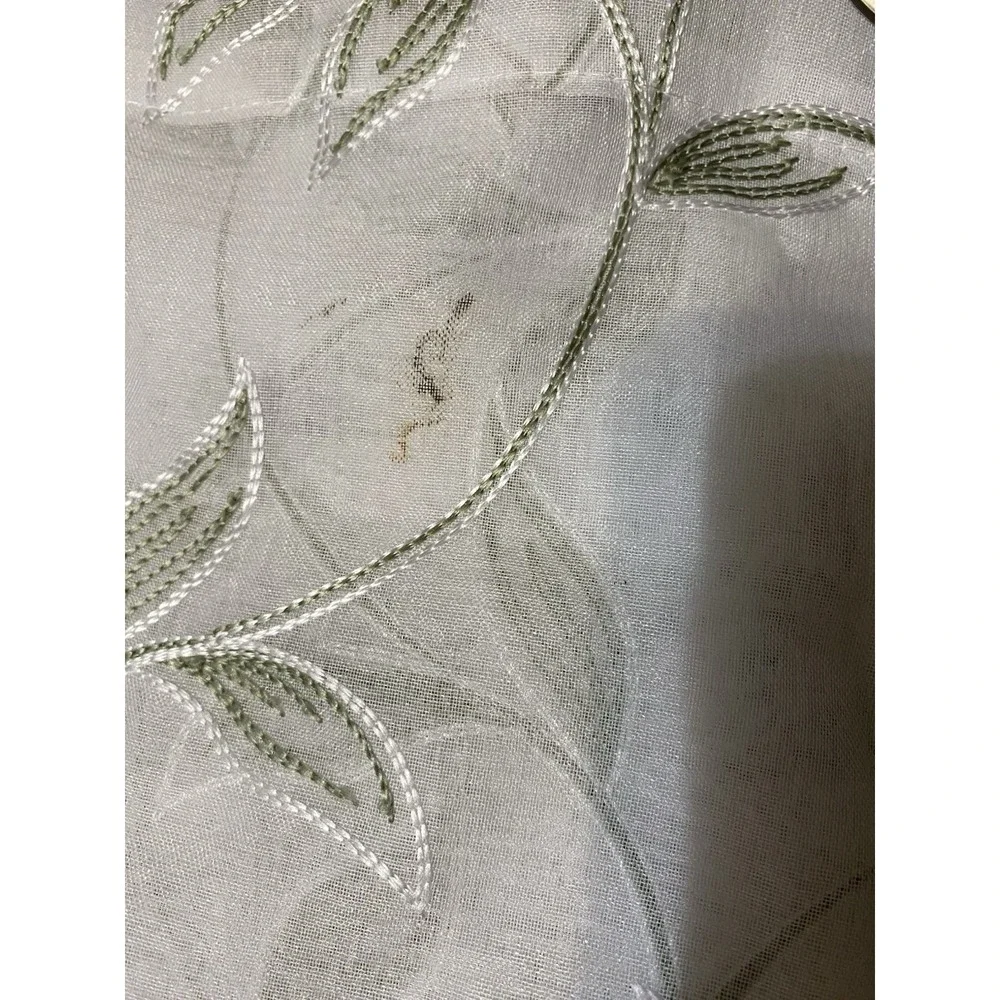 Jinchan Leaf Embroidered Sheer Curtains-4 Panels Included-READ 82' X36' Each